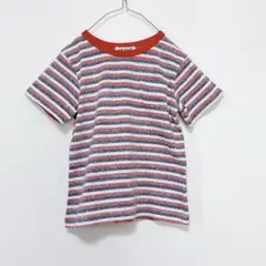 ボーダー半袖Tシャツ カットソー ボーダートップス 赤 レッド 110のサムネイル