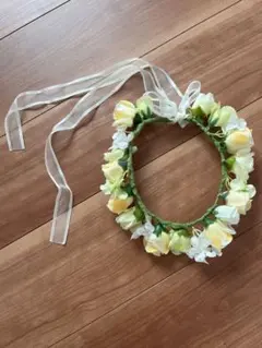 ハンドメイド　キッズ用花冠 イエローとホワイト
