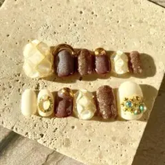 ネイルチップ　キルティングネイル　冬ネイル　マグネット