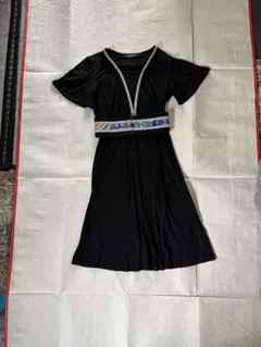 美品 レオナール ストレッチワンピース カンカン素材 トリム 近年