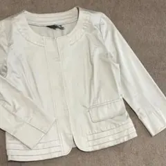 リフレクト　アイボリー　ノーカラージャケット