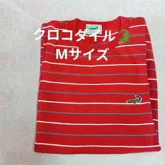 Crocodile 赤 ストライプ Tシャツ