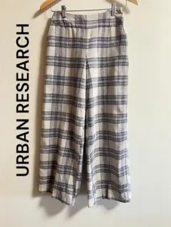URBAN RESEARCH リネン混 チェック柄ワイドパンツ Freeサイズ