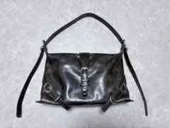 SPINNSダークブラウン レザー ショルダーバッグ