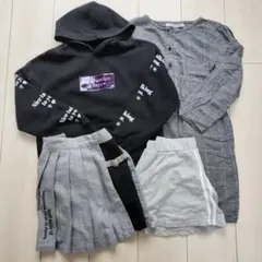 パーカー、スカート、ワンピースセット（黒・グレー）140 ピンクラテ
