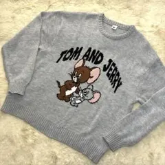 大きめサイズ　トムとジェリー　ニット　セーター　グレー