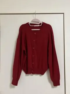 BBAL JU NO CHO 赤 ボタン付きカーディガン