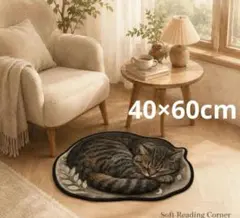 寝姿　キジトラ　キジ猫　猫柄　マット　玄関マット　猫　ネコ　ラグ　猫型