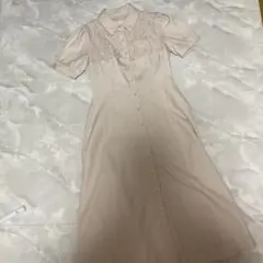 toccoclosetベージュ レース付き 半袖シャツワンピース