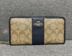 COACH 長財布 ベージュ/ネイビー