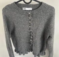 ZARA グレー ニットカーディガン