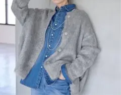 SLOBE IENA スローブイエナ シャギーニットカーディガン グレー 38