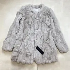 新品未使用 最高級レッキス 毛皮 定価55000円 ノーカラー コート