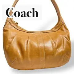 【美品】Coach コーチ　ハーフムーン　ワンショルダーバッグ　キャメル　レザー