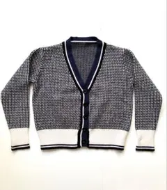 【ヴィンテージ】プレッピーカーディガン　ネイビー　ロンドン古着　パリジェンヌ