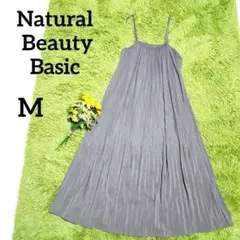 【ナチュラルビューティーベーシック】プリーツキャミワンピ　M　グレー　ナチュラル