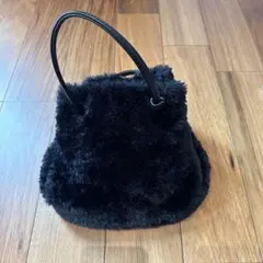 ファーバッグ 巾着バッグ ブラック