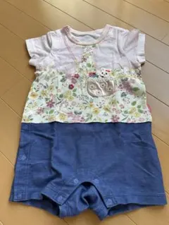 ミキハウス　花柄半袖ロンパース 日本製