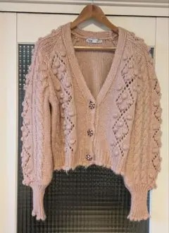 ZARA　ボリューム袖　アンゴラウール入りセーター　カーディガン　ニット　新品