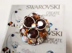 Swarovski ブラウンクリスタル ブローチ