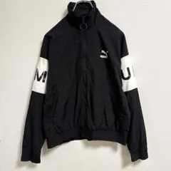 【プーマ】美品 ナイロンジャケット M ブラック ロゴ フルジップ ブルゾン