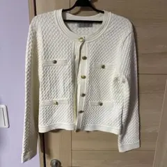 M-PREMIER COUTURE ホワイトカーディガン 38