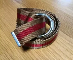 レディース ブラウンと赤のストライプベルト カジュアルベルト snidel