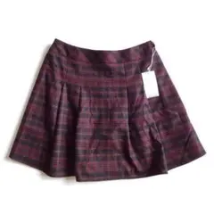 新品 フェルウ Feroux チェック柄 ペチパン付き スカート ボルドー