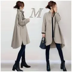 トレンチコート ベージュ M 丈長め 薄手のコート 体型カバー
