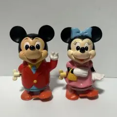 値下げヴィンテージ　ディズニーミッキー＆ミニー ゼンマイ式 トコトコ2体セット