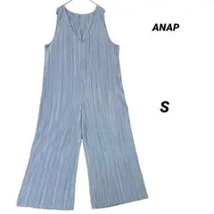 極美品 ANAP ランダムプリーツ オールインワン S ブルーグレー ワイドのサムネイル