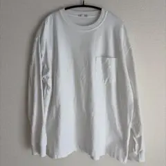 GU ジーユー 長袖Tシャツ ロンT ポケット付き ホワイト XL 綿100%