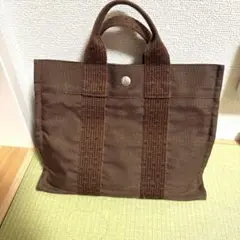 【鑑定済・美品】HERMES エルメス エールラインパースPM エルメス エールラインPM キャンバス グレー シルバー金具