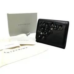 美品 ANTEPRIMA 三つ折り財布 レザー 黒 コンパクトウォレット