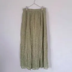 【ジーユー】ロングプリーツスカート シフォン 総柄 ボタニカルフラワー L 美品