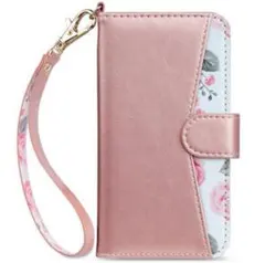 新品 花柄 薔薇柄 バイカラー 手帳型 フェイクレザー iPhoneケース