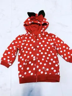 H&M ミニーマウス　耳付きドット柄パーカー　80cm