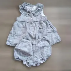 BeBe グレー ストライプ ワンピースセット