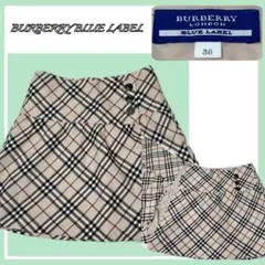 ✨美品✨バーバリーブルーレーベル至極のノバチェック柄ラップ風ウールスカート 38