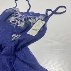 トリンプ紫色 花柄刺繍 レースキャミソール 80