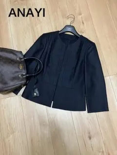 ◯新品　ANAYI ノーカラージャケット　ネイビー　紺 ANAYI ジャケット ノーカラージャケット 「セットアップ対応商品
