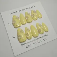 ハンドメイド ネイルチップ 142 イエロー系 春 春ネイル 花 花ネイル