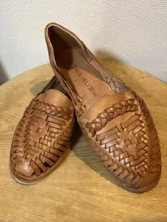 MAPACHE ブラウン レザーフラットシューズ 38