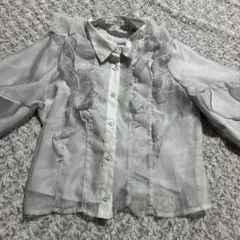 マジェスティックレゴン　襟付きシアーフリルブラウス