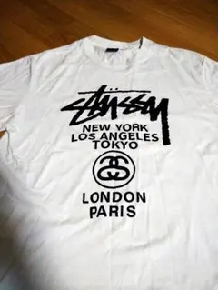 Stüssy XL 白Tシャツ タグ付 ロゴプリント グラフィック ホワイト