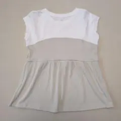 GU Tシャツ 150 リブフリルコンビネーションTシャツ