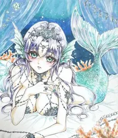 手描きイラスト アナログイラスト オリジナル 獣人 桜 水彩画 原画