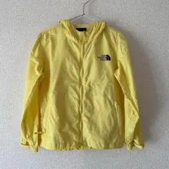 120ノースフェイス子供キッズイエロー黄色ナイロンジャケットパーカービッグロゴ