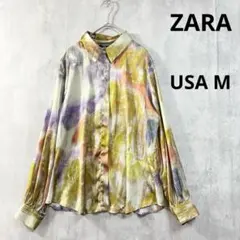 新品タグ付】【完売品】ZARA ラメ花柄 サテンシャツ ブラウス - メルカリ