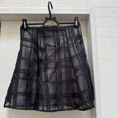 GRL チェック柄シースルーフレアスカートS